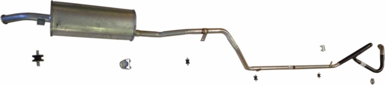 R4, (1108ccm + 952ccm) Auspuffanlage komplett. Passend für Renault R4, von Baujahr 10/1979 bis 08/1983. Incl. allen Schellen + Gummi Silenthaltern!