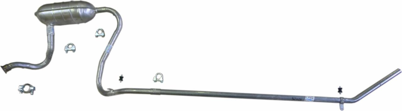 R4, (845ccm) Auspuffanlage komplett. Passend für Renault R4, von Baujahr 09/1983 bis 1992. Incl. allen Schellen + Gummi Silenthaltern!