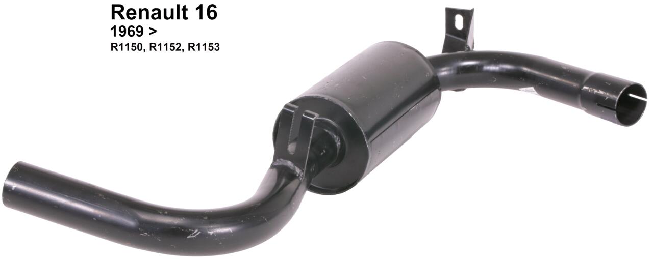 R16, R1150, R1152, R1153. Vorschalldämpfer (erster Schalldämpfer), passend für Renault R16, ab Baujahr 1969. 1x Anschluss Innendurchmesser 45,5mm