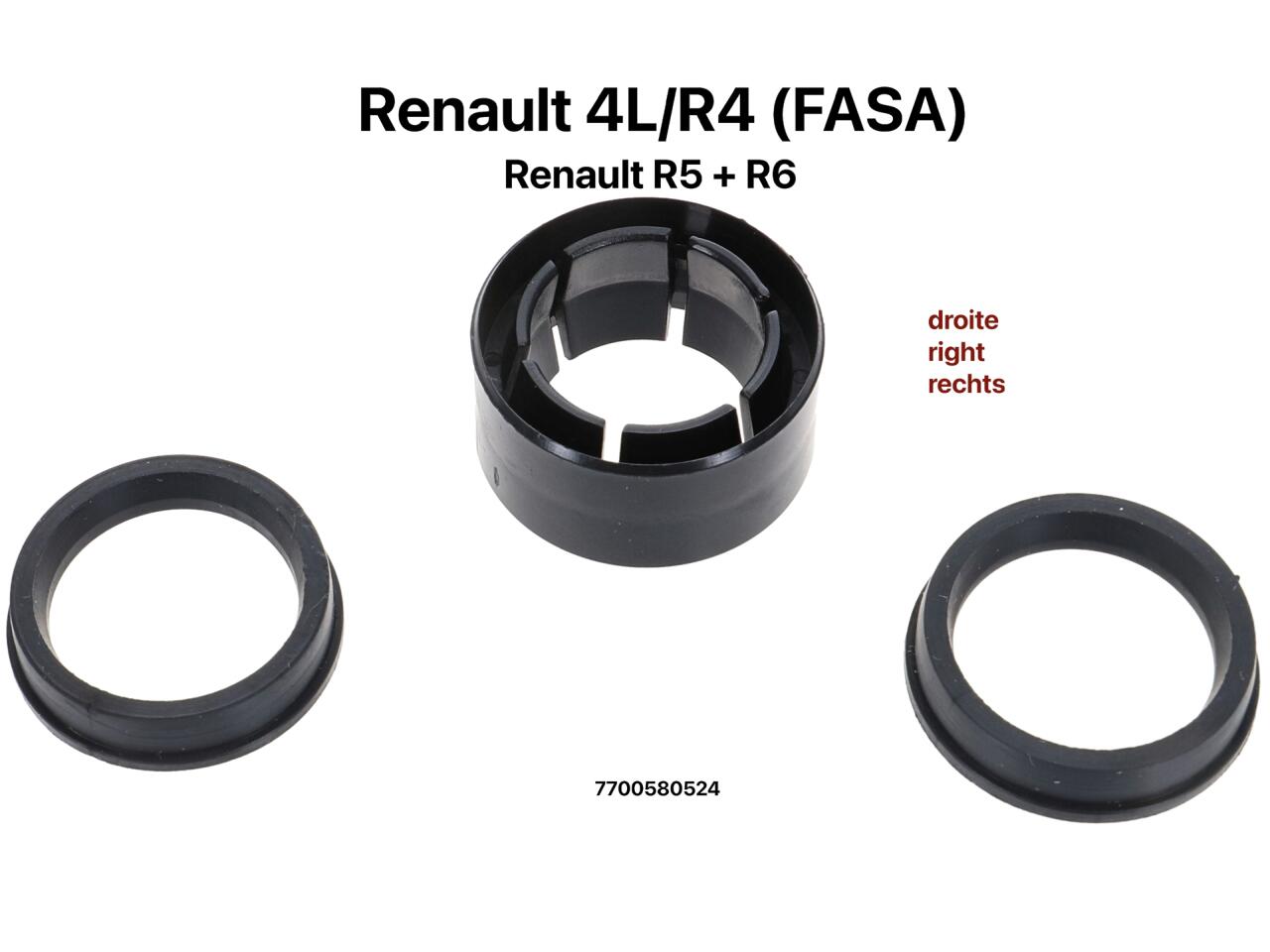 R4/R5, Reparatursatz für die Zahnstangenführung (rechts) im Lenkgetriebe. Außendurchmesser 30mm. Passend nur für Renault R4, R5, R6
