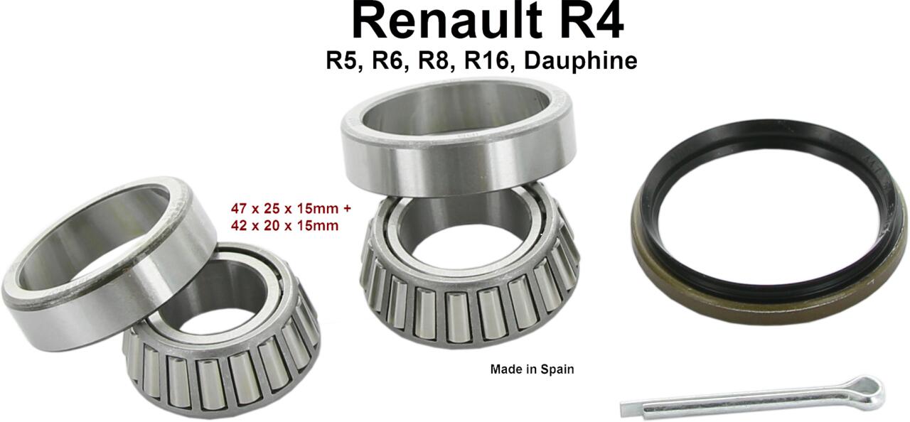 Radlagersatz hinten (Erstausstatterqualität). Passend für Renault R4. R5, R6, R8, Dauphine, R16 alle Modelle von Baujahr 11/1976 bis 1980
