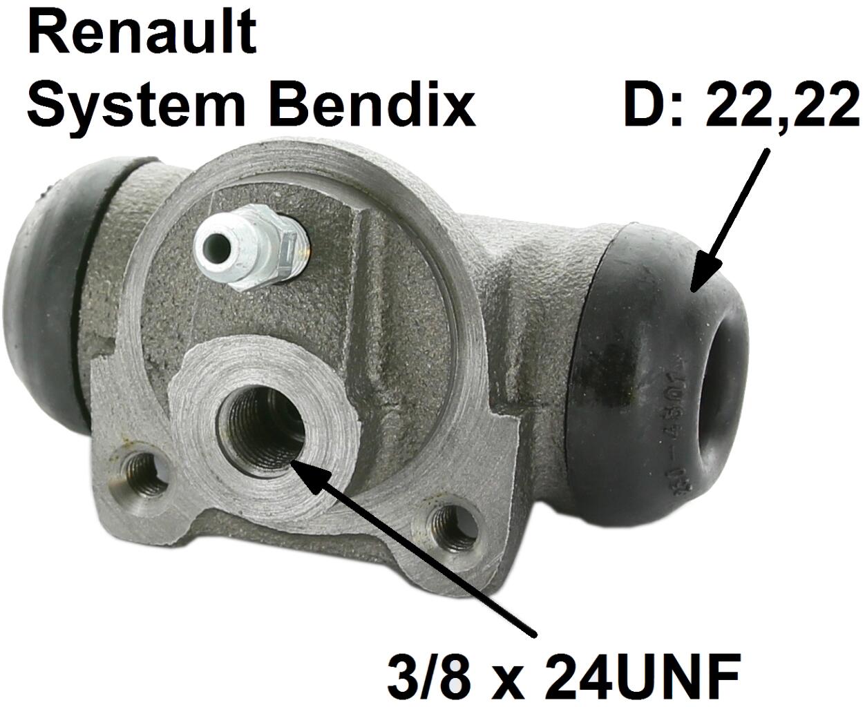 R16/Estafette/R15, Radbremszylinder hinten, links + rechts passend. Bremssystem Bendix. Passend für Renault R16, Estafette, R15 TS, R12 Break