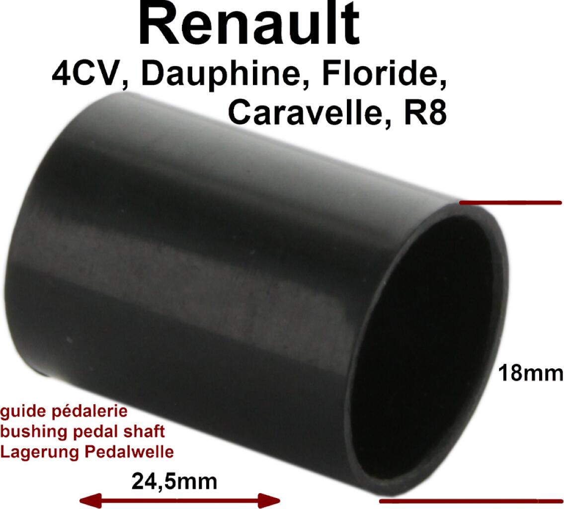 Kunststoffbuchse für die Pedalwelle. Passend für Renault 4CV, R8, Dauphine, Floride, Caravelle.
