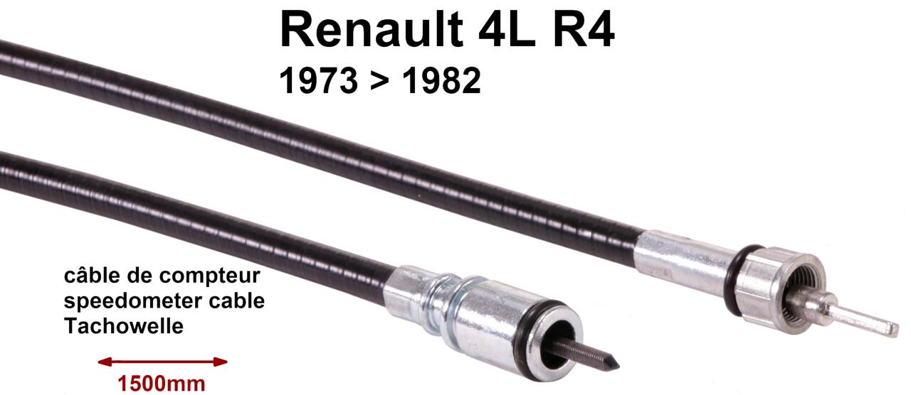 Tachowelle. Länge 1500mm. Passend für Renault R4, von Baujahr 1973 bis 1982.