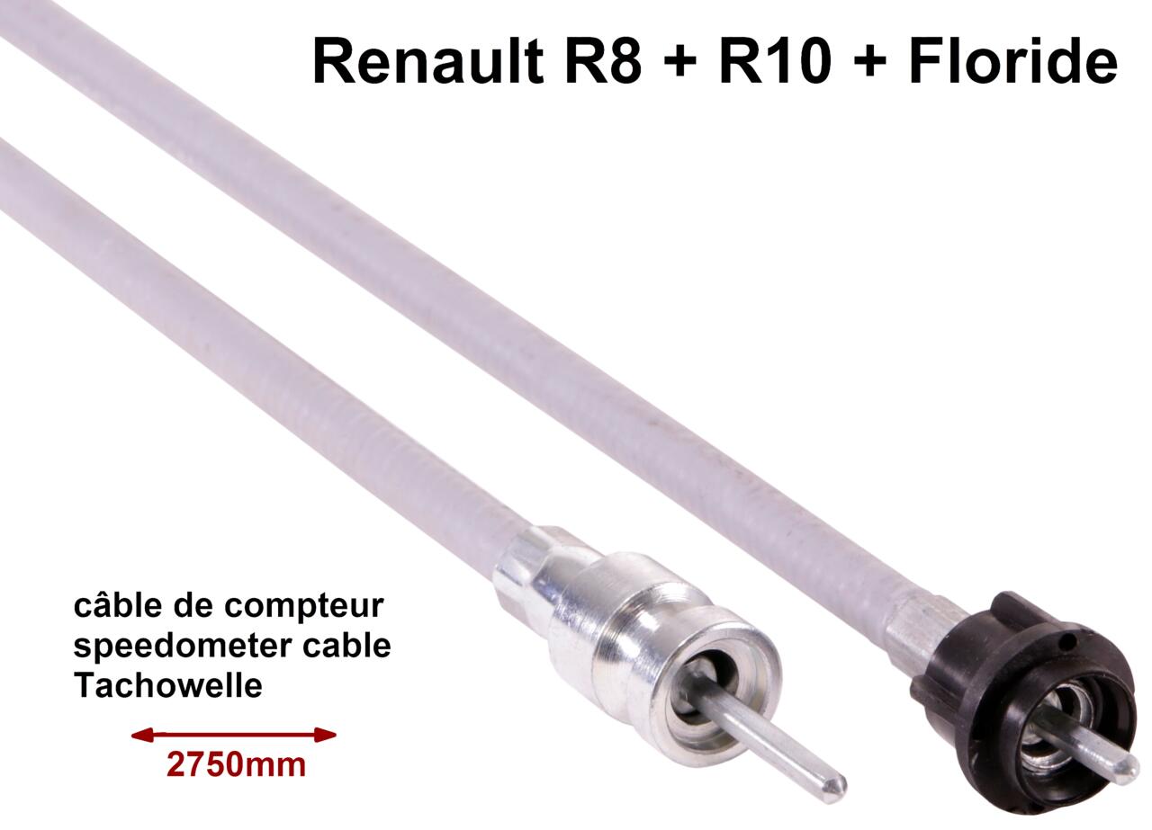Tachowelle, 2750mm lang. Passend für Renault R8 + R10, Floride. Beidseitig Vierkant 3x3mm. Or. Nr. 7700513602