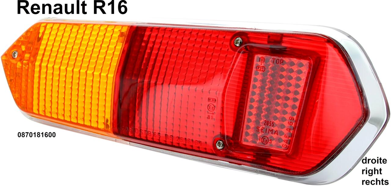 R16, Rücklichtkappe rechts. Passend für Renault R16, 1 Serie. Or.Nr. 0870181600