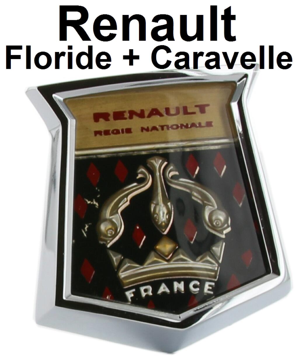 Floride, Front Emblem. Passend für Renault Floride. Hochwertige Nachfertigung mit Metallrahmen.
