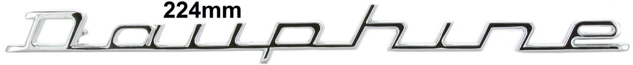 Dauphine, Emblem Schriftzug: "Dauphine". Komplett aus Metall gefertigt. Länge: 224mm. Höhe: 16mm.