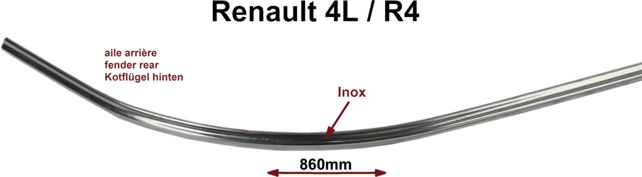 R4, Zierleiste Edelstahl, poliert. Kotflügel hinten, Renault R4. Links oder rechts passend! Super selten!