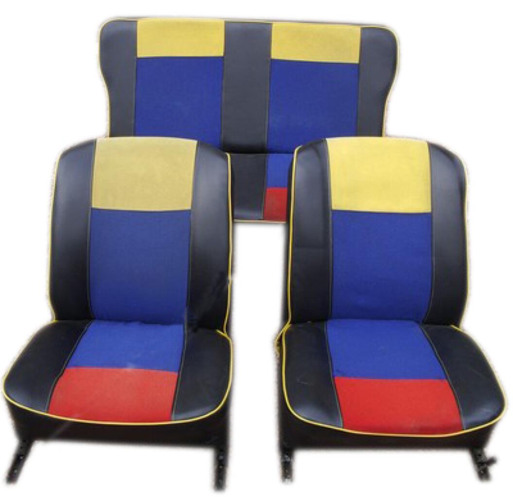 R4, Sitzbezüge vorne + hinten (als Ersatz für die defekten Sitzbezüge), aus Kunstleder. Passend für Renault R4 Sondermodell "Sixties"