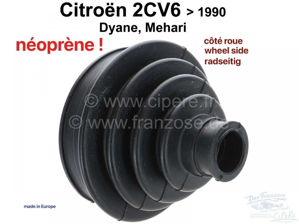 Citroen-2CV - Aandrijfashoes aan wielzijde, gemaakt van neopreen (zonder vet, zonder klemmen). Geschikt 