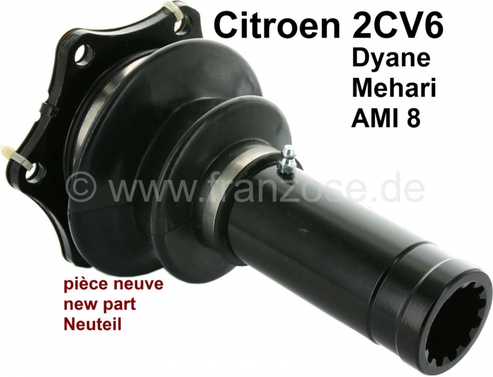 Citroen-2CV - Aandrijfas 2CV6, versnellingsbakzijde. Geschikt voor Citroen 2CV6 tot 1990. Nieuw onderdee