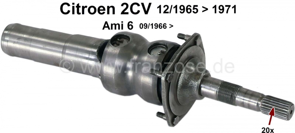 Citroen-2CV - Aandrijfas aan de versnellingsbakzijde. Geschikt voor Citroen 2CV, vanaf modeljaar 12/1965