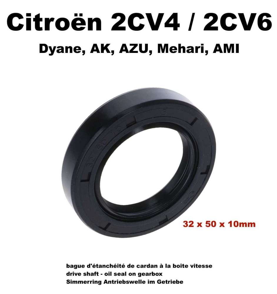 Citroen-2CV - Aandrijfas 2CV, oliekeerring op versnellingsbak. Geschikt voor Citroen 2CV, Dyane, AK, AZU