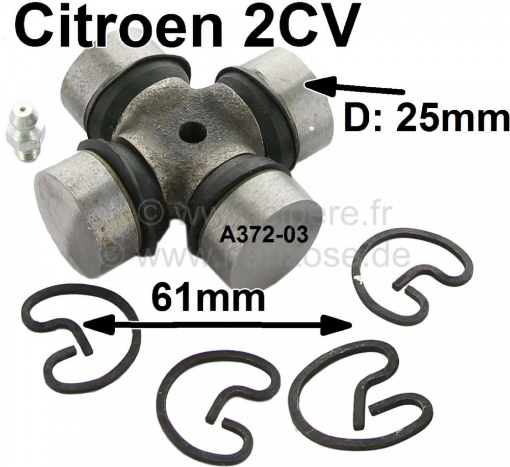 Citroen-2CV - Kruiskoppeling voor de aandrijfas, geschikt voor Citroen 2CV uit de jaren vijftig + zestig