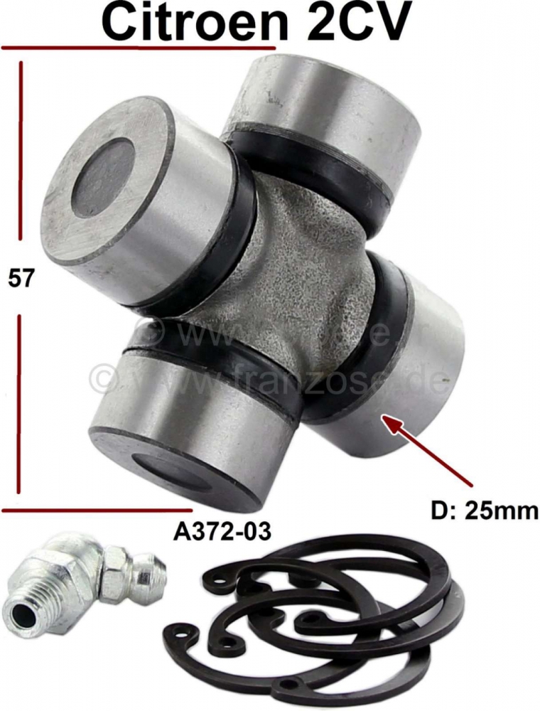 Citroen-2CV - Kruiskoppeling voor de aandrijfas, geschikt voor Citroen 2CV uit de jaren vijftig + zestig