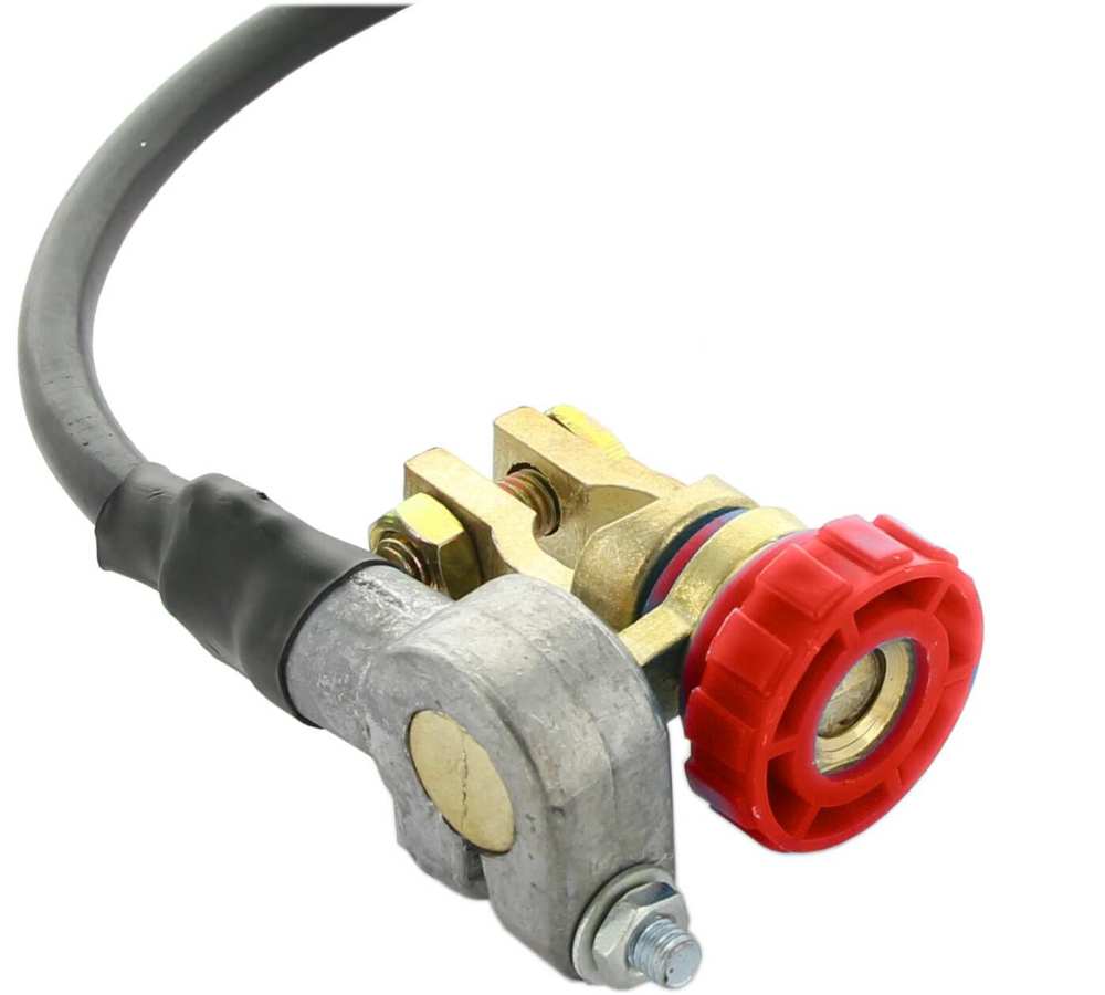 Renault - Haakse accupoolontkoppelaar (ruimtebesparend). Draai gewoon de kartelschroef los en het vo