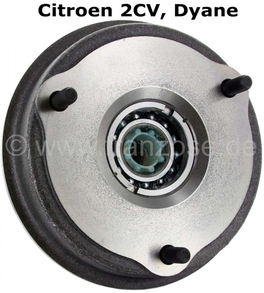 Citroen-2CV - Achterremtrommel (nieuw onderdeel), met gemonteerd wiellager. Alleen geschikt voor Citroen