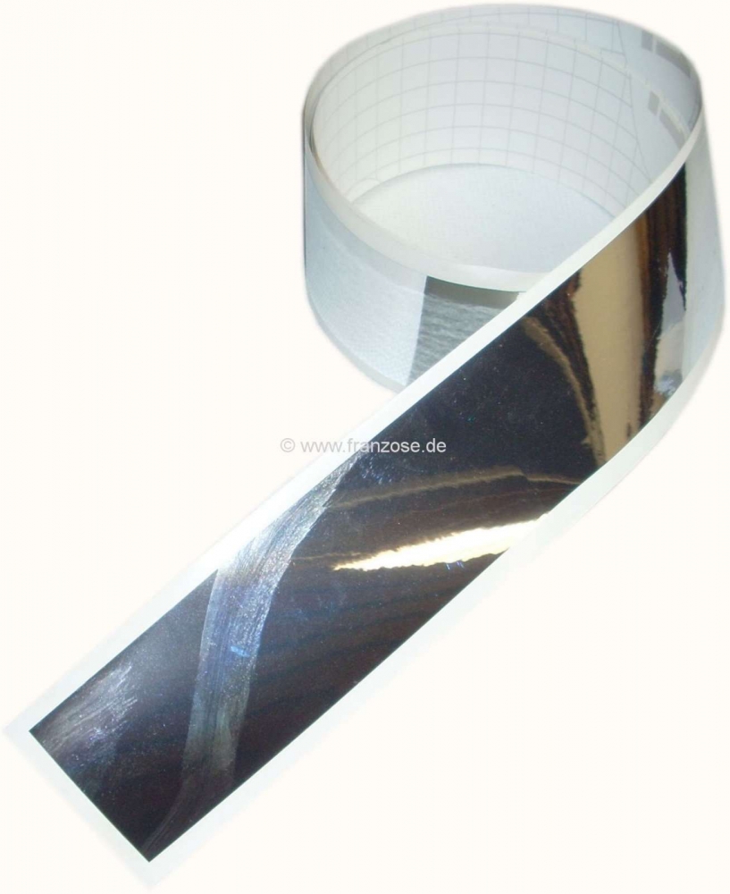 Citroen-2CV - Bumperplakstrip, breed, chroomkleur. Achterbumper, voor 11cm hoge bumpers.  Geschikt voor 