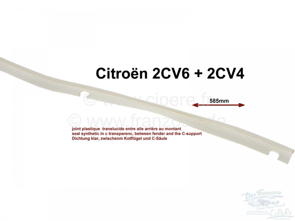 Renault - 2CV, achterspatbord, transparante kunststof afdichting, tussen spatbord en C-stijl. Geschi