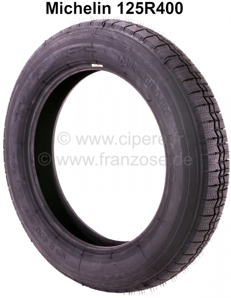 Citroen-2CV - Banden 125R400, fabrikant Michelin. Geschikt voor Citroen 2CV uit de jaren vijftig.