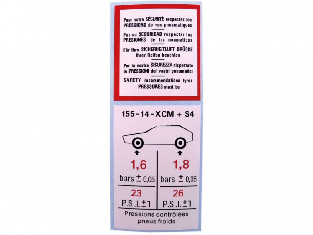 Citroen-2CV - Luchtdruksticker, 4 talen, voor Mehari 4x4