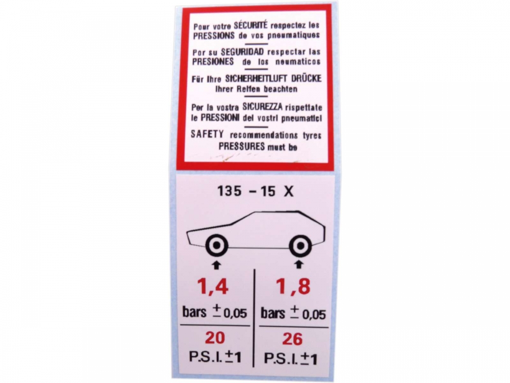 Citroen-2CV - Luchtdruksticker, 5 talen, voor Mehari, Dyane.