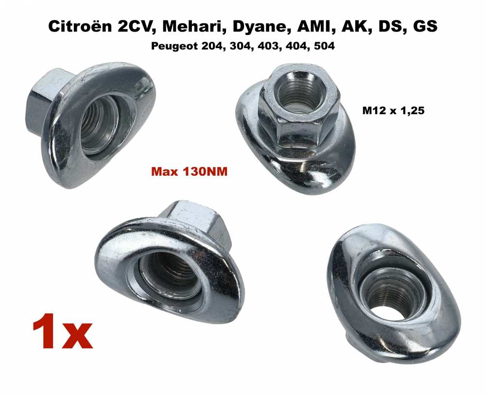 Citroen-2CV - Wielmoer, kort, gegalvaniseerd, voor 2CV, Dyane, Mehari, AMI, GS, DS. Peugeot 403, 404, 20