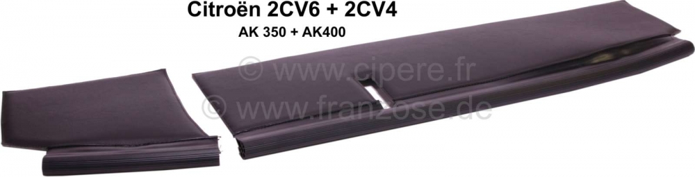 Citroen-2CV - Dashboardklep zwart, 2 delen, voor 2CV laatste versie! Incl. rubberen hiel! Gemaakt in Fra