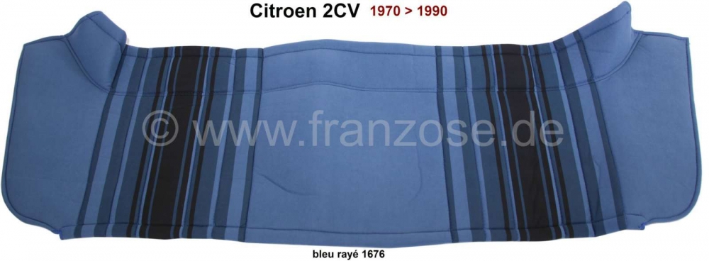 Citroen-2CV - Hoedenplank van velours stof (Bleu Raye 1676), in de kleuren lichtblauw - donkerblauw. (Or