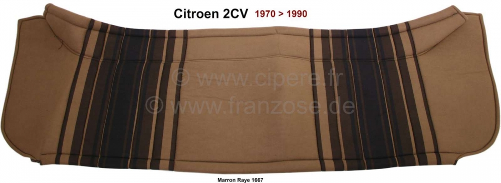 Citroen-2CV - Hoedenplank van velours stof (Marron Raye 1667) in de kleuren beige - bruin, donkerrood ge