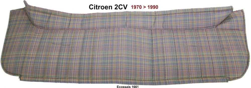 Citroen-2CV - Stoffen hoedenplank (Ecossais 1661) in blauw - grijs, met gekleurde strepen. Geschikt voor