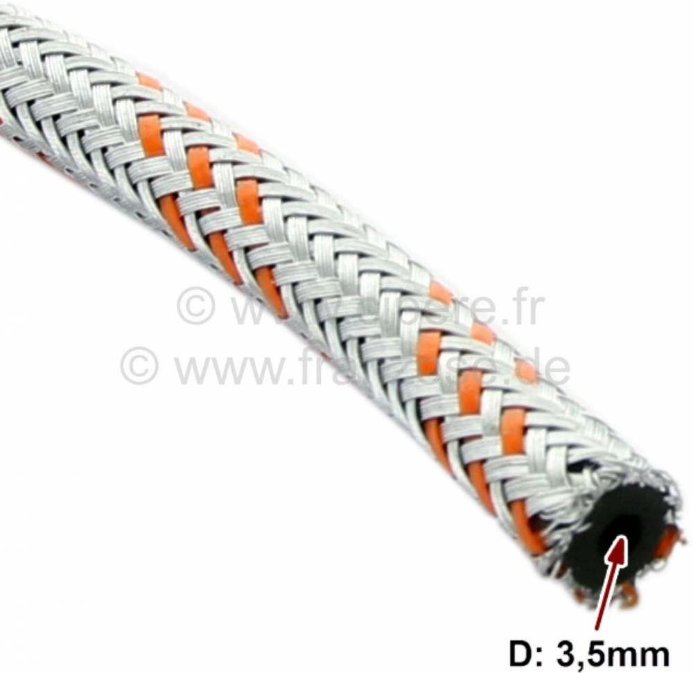 Alle - Metalen benzineslang. Binnendiameter: 3,5 mm, buitendiameter: 8,5 mm. Per meter. Door klan