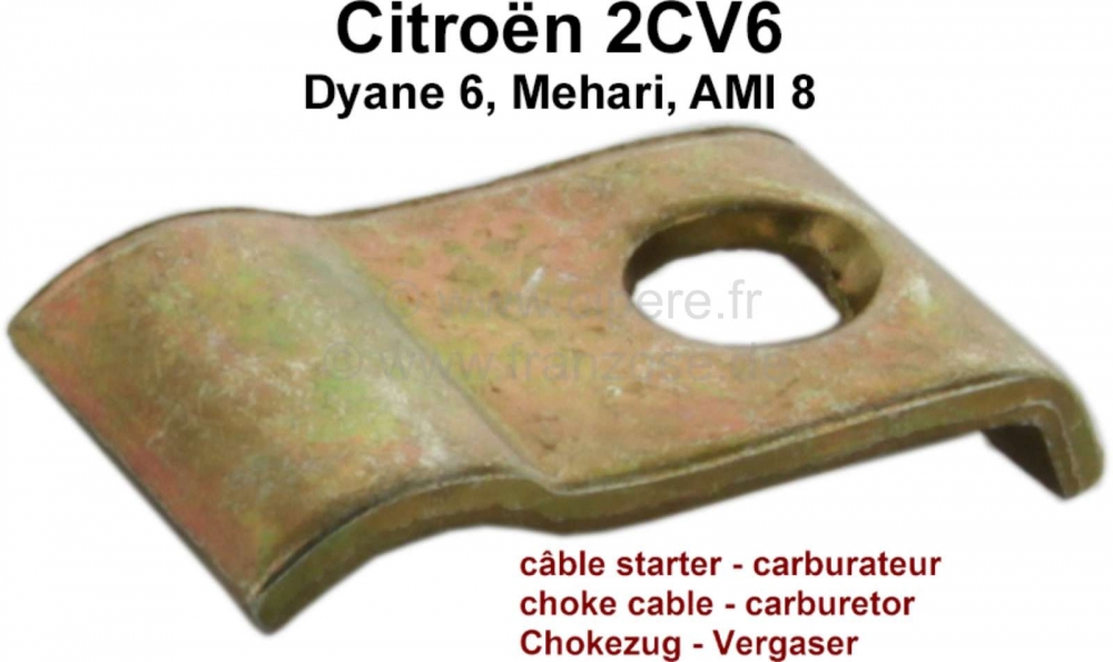 Citroen-2CV - Chokekabel bevestigingsplaat, gemonteerd op de ovale carburateur. Geschikt voor Citroen 2C