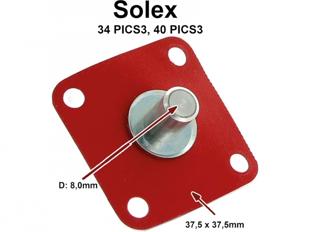 Citroen-2CV - Membraan-gaspomp 2CV, AMI, Dyane, GS. Voor carburateur Solex 34 PICS3, Solex 40 PCIS3, 40 