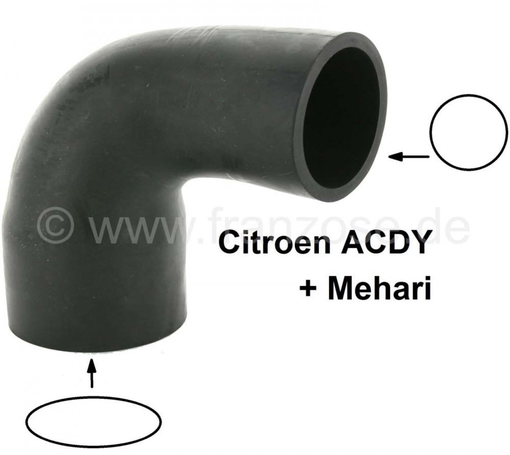 Citroen-2CV - Rubber slang voor Citroen Dyane, ACDY + Mehari, tussen carburateur + luchtfilter (ovale ca