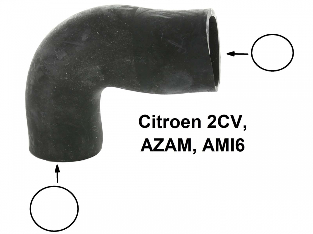 Citroen-DS-11CV-HY - Rubberen slang voor Citroen 2CV, AZAM, AMI6. Tussen ronde carburateur en grijs plaatstalen