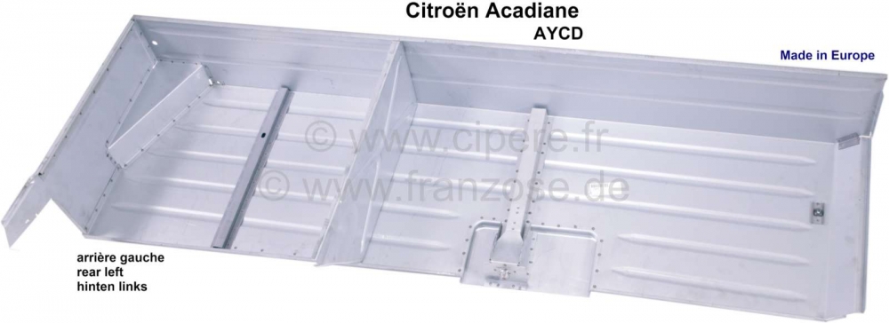 Citroen-2CV - ACDY, compleet binnenspatbord (incl. achterasstop + schutbord) links achter in bak. Geschi