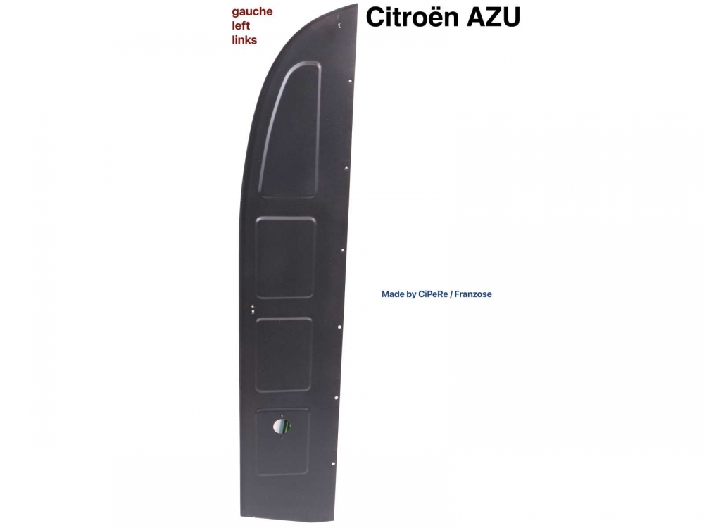 Citroen-2CV - AZU, achterpaneel links achter voor Citroën AZU. 1x opening voor achterlicht. Het plaatwe