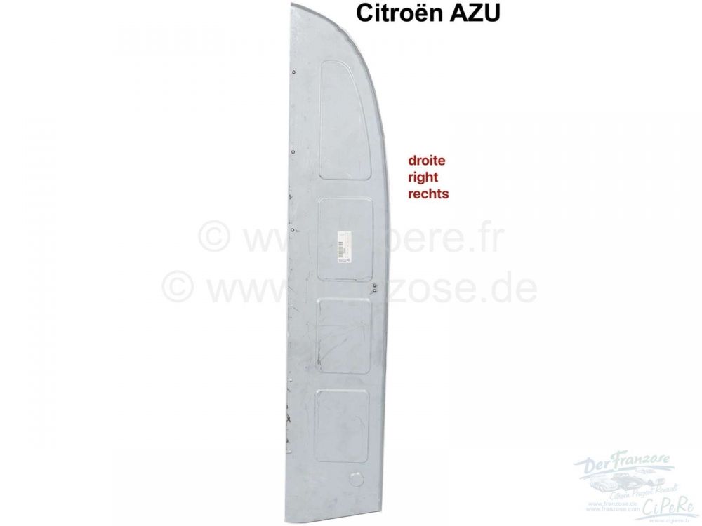 Citroen-2CV - AZU, achterpaneel rechts achter voor Citroën AZU. Het paneel loopt volledig door van de o
