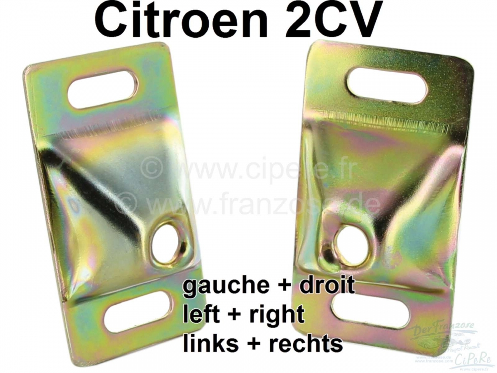 Citroen-2CV - 2CV, bevestigingsplaatjes stoelvergrendeling (2 stuks). Geschikt voor Citroen 2CV. De plat