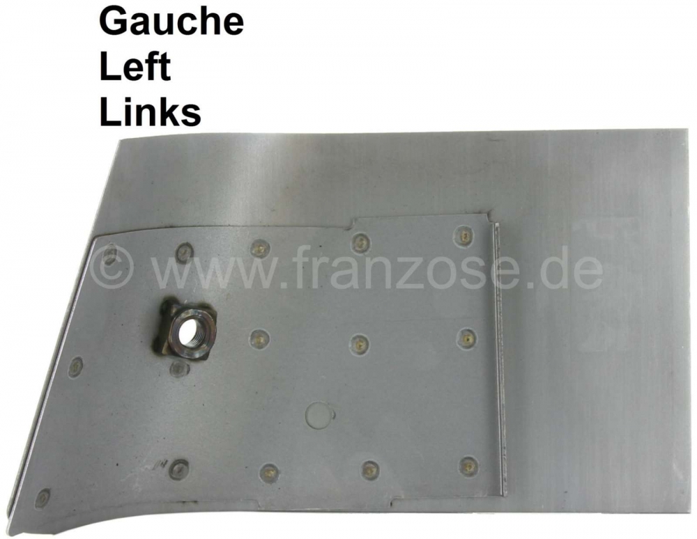 Citroen-2CV - 2CV, linker wielkast achter, bevestigingsplaat voor riem. Geschikt voor Citroen 2CV. De pl