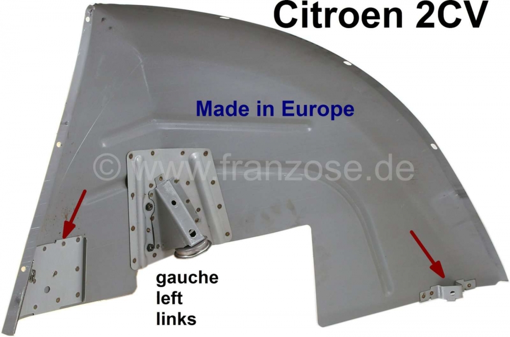 Citroen-2CV - 2CV, wielkast links achter compleet. (binnenspatbord). Geschikt voor Citroen 2CV6. Goede r