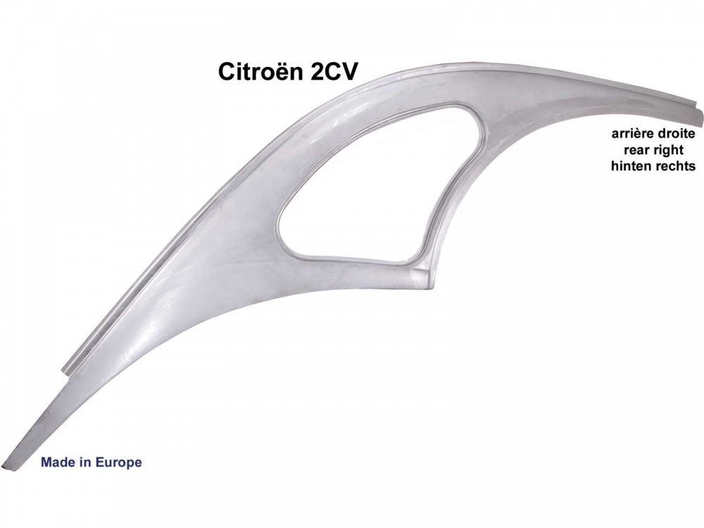 Alle - 2CV, zijpaneel rechtsachter, grote uitvoering, voor Citroen 2CV. Compleet zijpaneel zonder