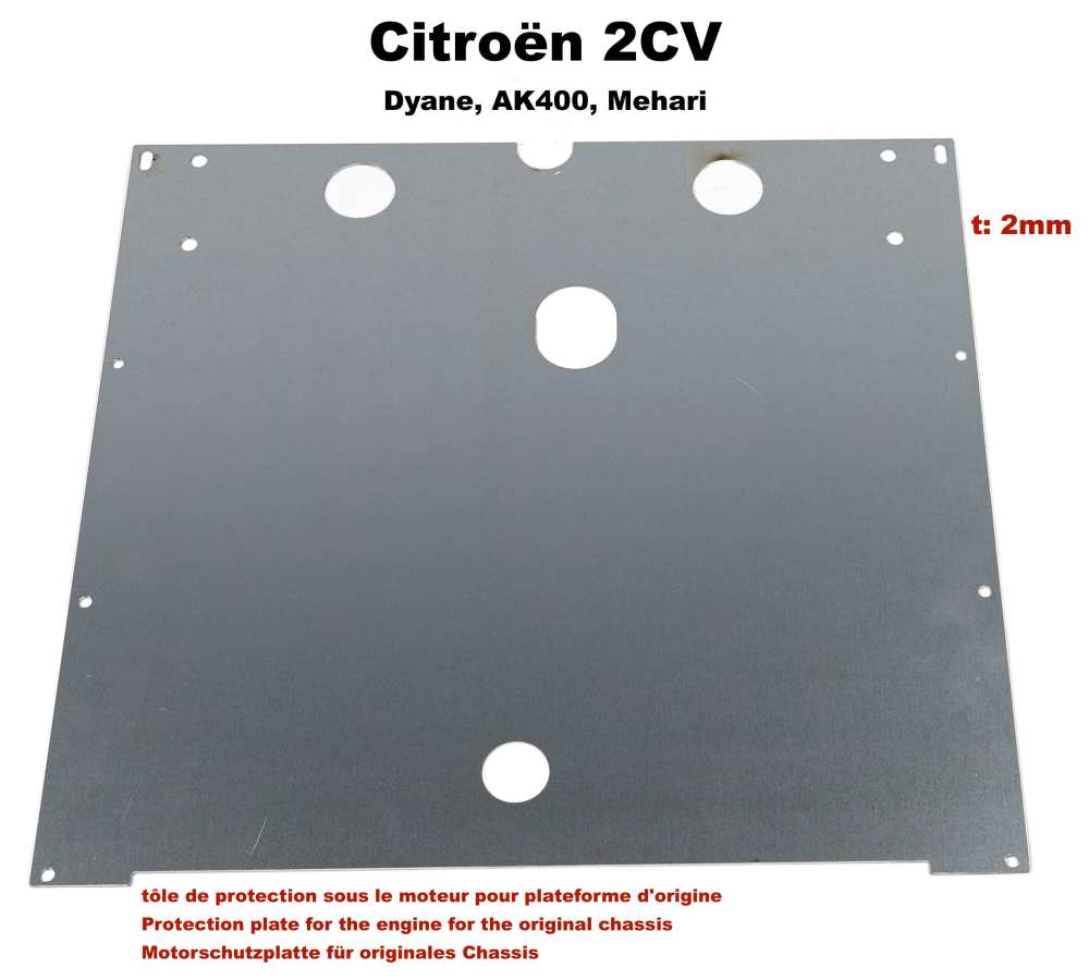 Citroen-2CV - Onderrijbeveiliging voor de motor, voor het originele chassis. Geschikt voor Citroen 2CV, 