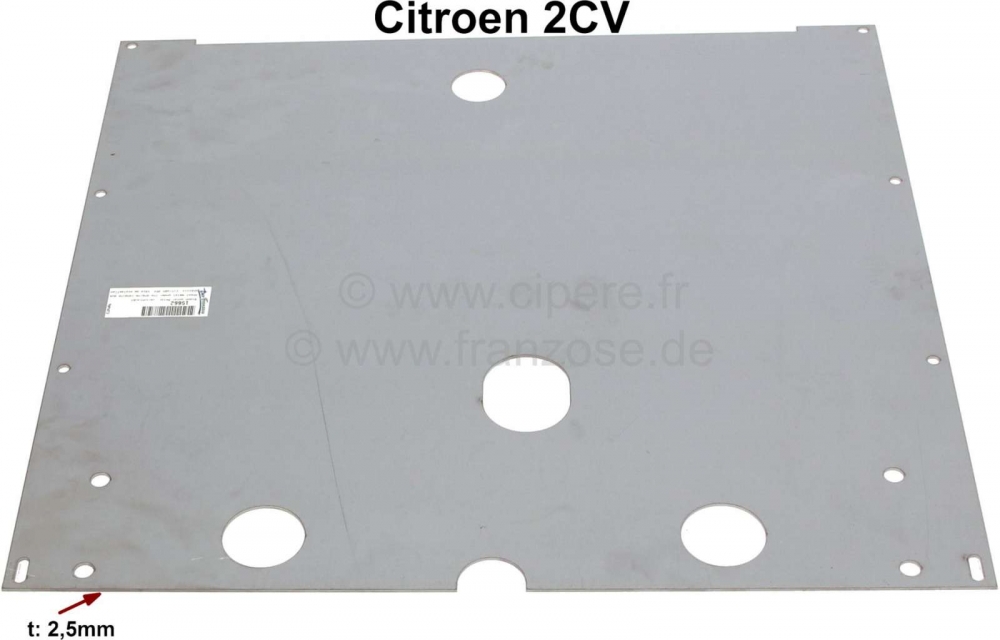 Citroen-2CV - Plaat onder de motor (motorbeschermplaat), voor het originele chassis van de Citroen 2CV. 