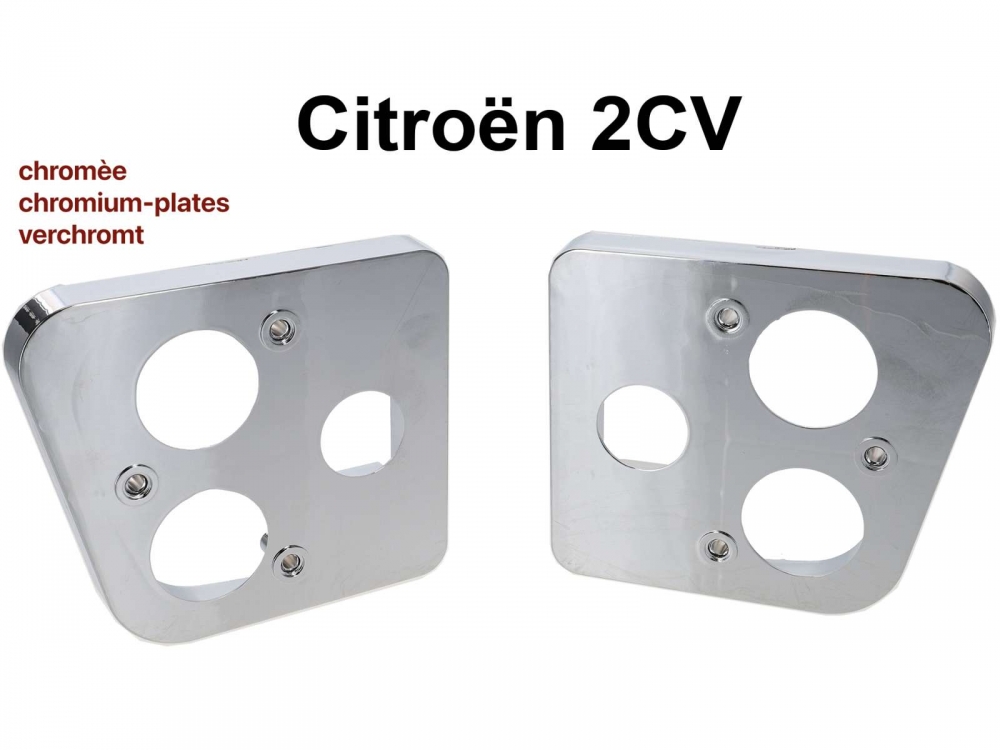 Citroen-2CV - Achterlicht spacer base, (2 stuks, links + rechts), verchroomd! Wil je iets meer klasse? E