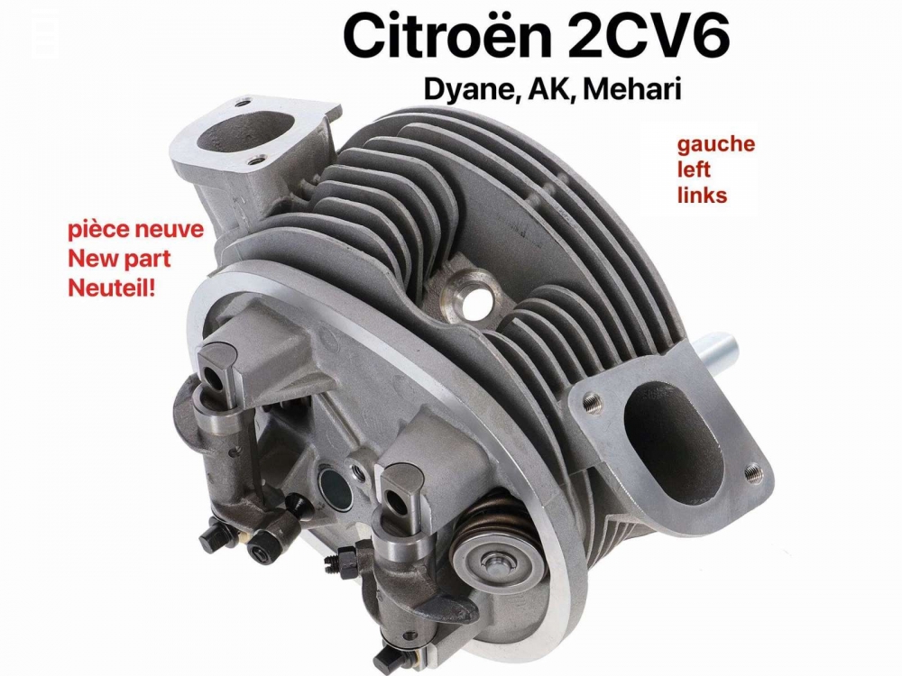 Citroen-2CV - Cilinderkop links, nieuw onderdeel. Geschikt voor Citroen 2CV6, Dyane6, Mehari. De cilinde