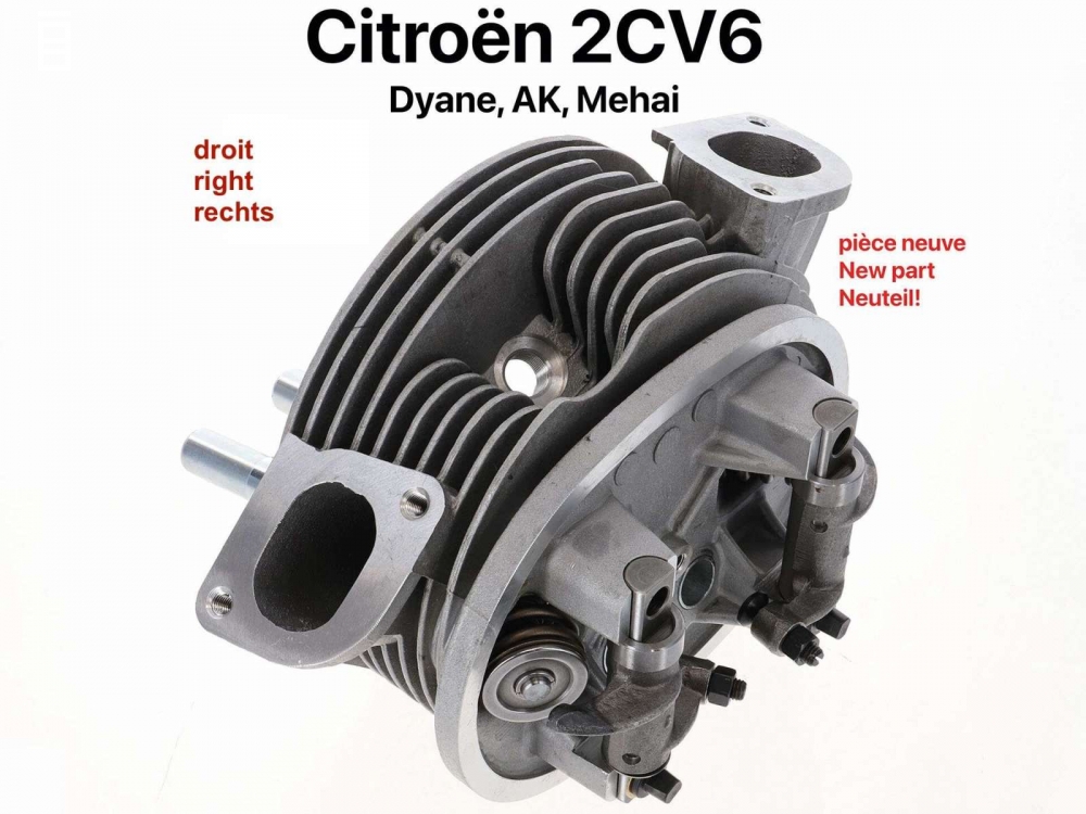 Citroen-2CV - Cilinderkop rechts, nieuw onderdeel. Geschikt voor Citroen 2CV6, Dyane6, Mehari. De cilind