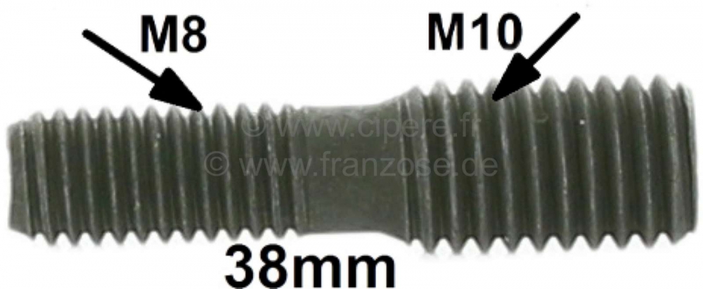 Renault - Stiftbout M8 tot M10. Lengte 38 mm. Op maat gemaakt! Nu kan defect M8 schroefdraad worden 
